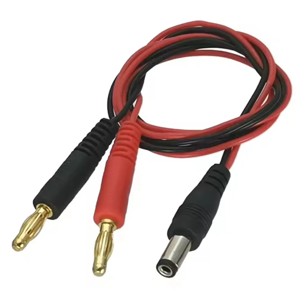 Câble embouts banane 4mm vers prise DC 5.5x2.1mm