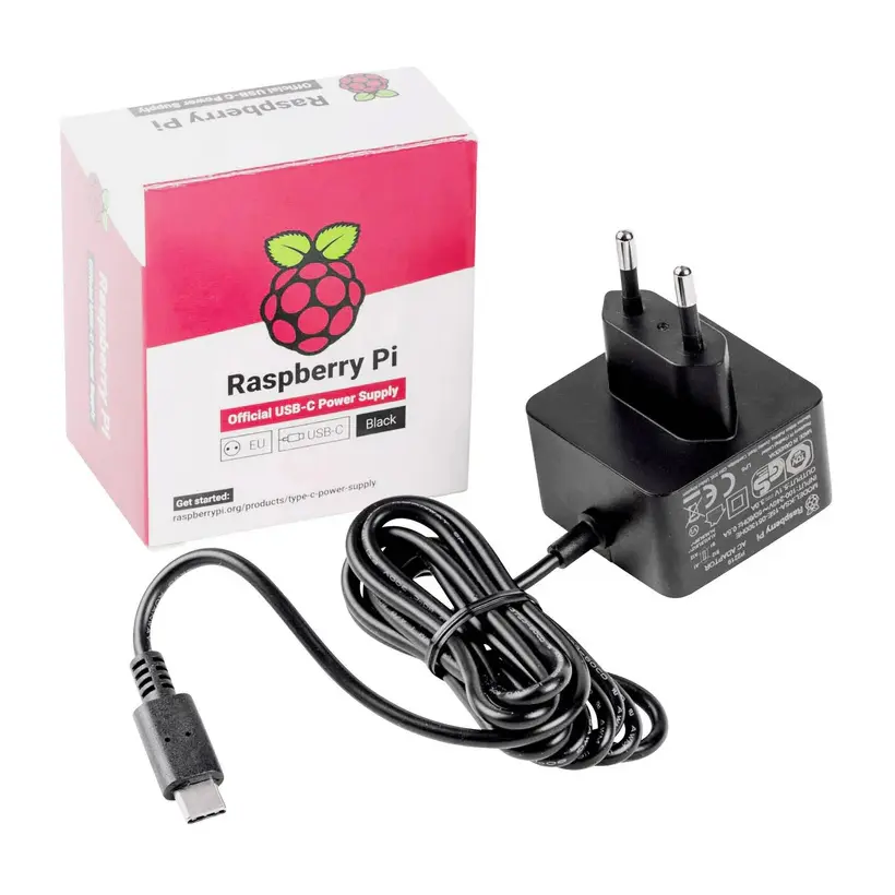 Alimentation Officielle 27W USB-C pour Raspberry Pi 5 (prise EU)